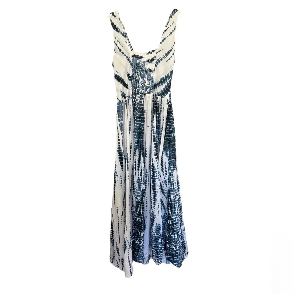 Michael Michael Kors cotton blue and white tie-dye fringe maxi dress size XXS